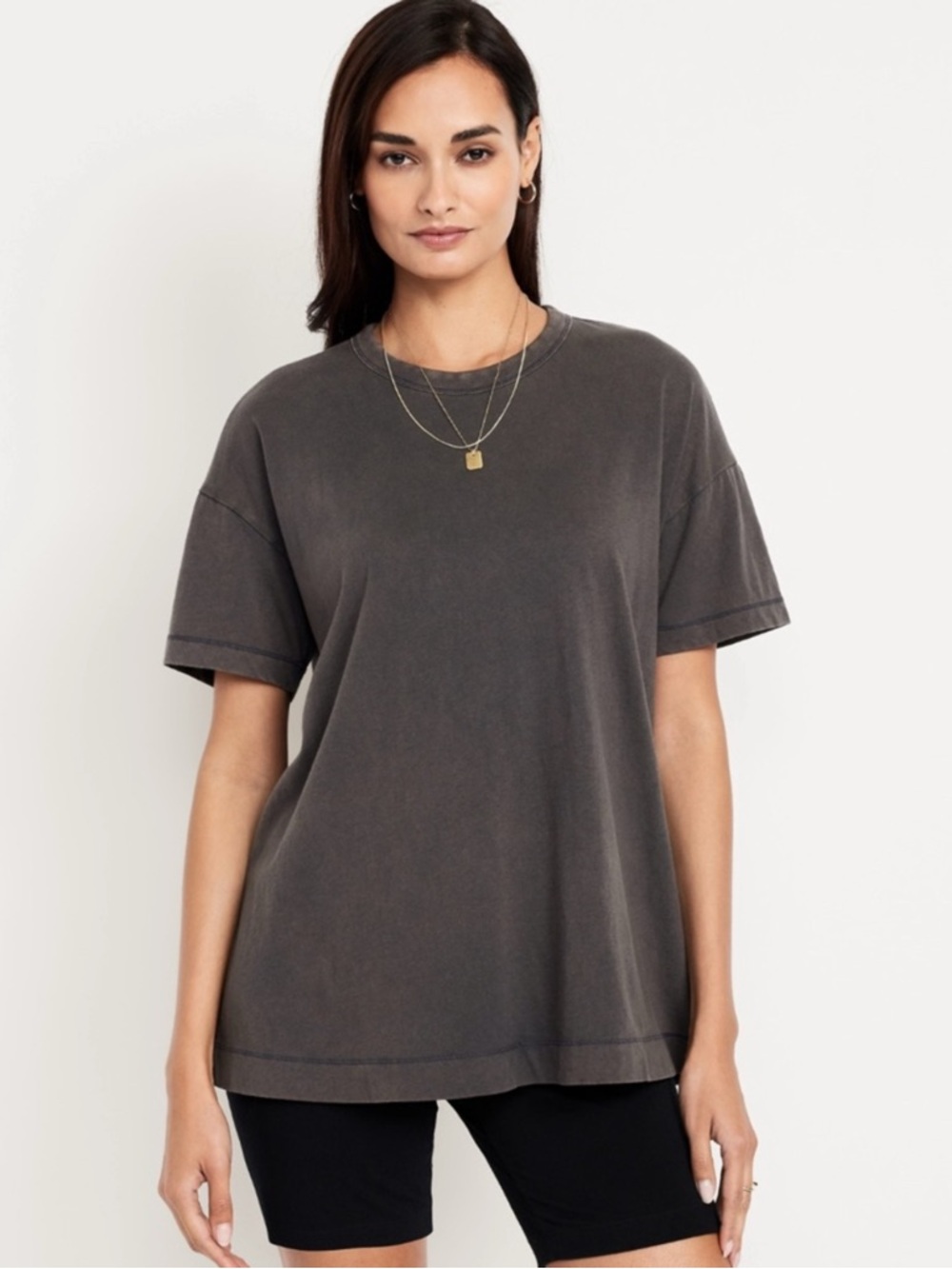 🆕 Old Navy Women's Oversized EveryWear Tunic T-Shirt Volcanic Glass M 8-10